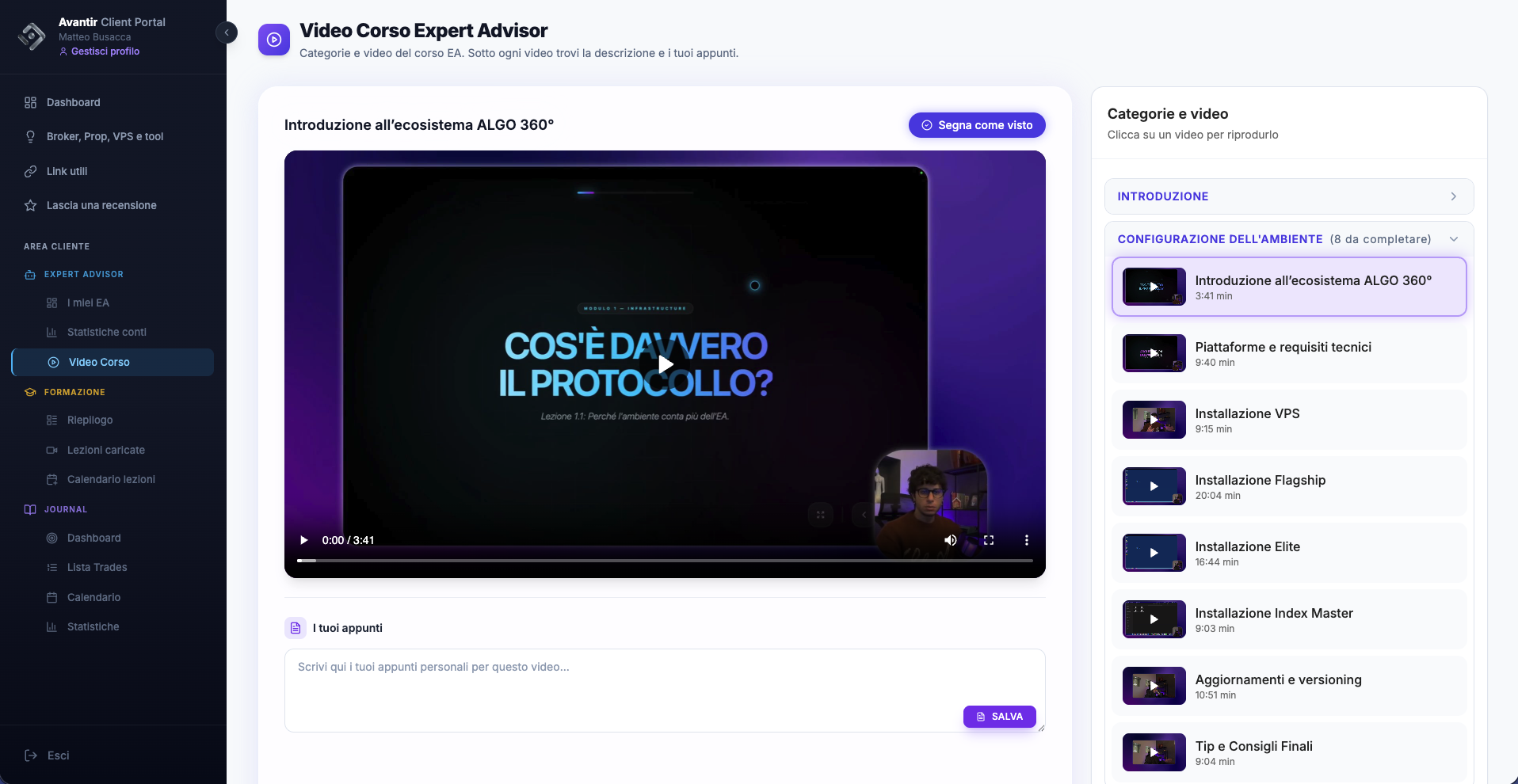 Video corso Expert Advisor